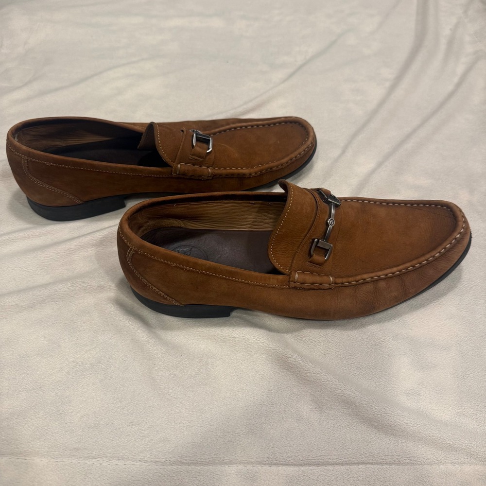 Peter Millar Mens Tan Nubuck Leather Bit Loafers MF19F52 Made in Brazil 11M